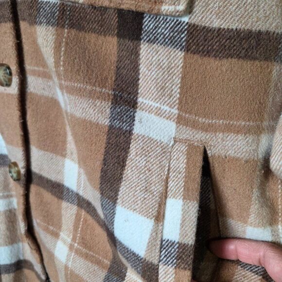 EUC TIME AND TRU PLAID BROWN MIX LONG SHACKET HEAVY SIZE M 8-10 - Picture 12 of 16